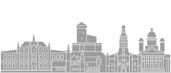 Skyline Helsinki - Finland - grijs met transparante achtergrond - 600 x 257 pixels